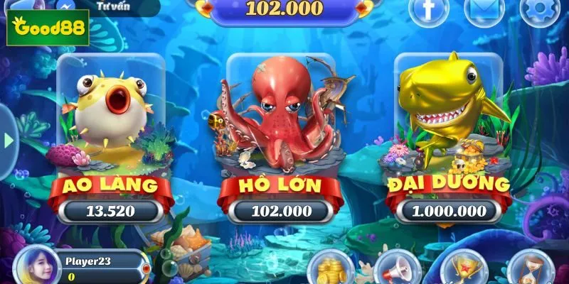 Giao diện đại dương rực rỡ và đầy cuốn hút của tựa game bắn cá thần tài